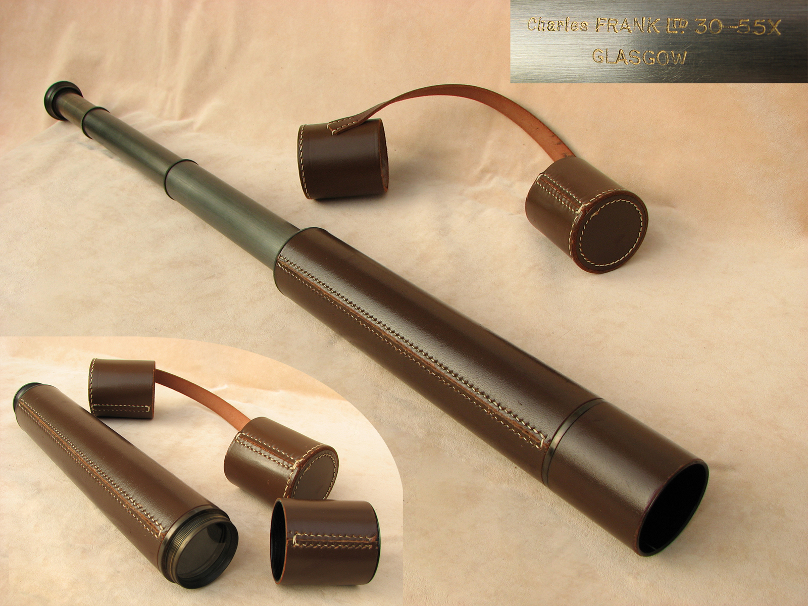 Powerful 55x magnification field telescope by Charles Frank, Glasgow.